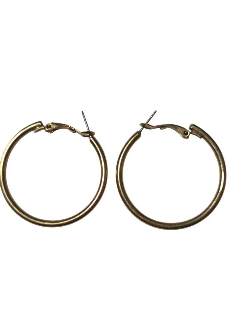 Vintage Hoop Earrings Gold Tone Latch Back Closure Classic Minimalist Jewelry